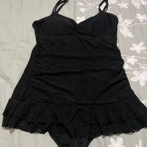 Apt 9 Black Ruffled Swim Dress Size XL